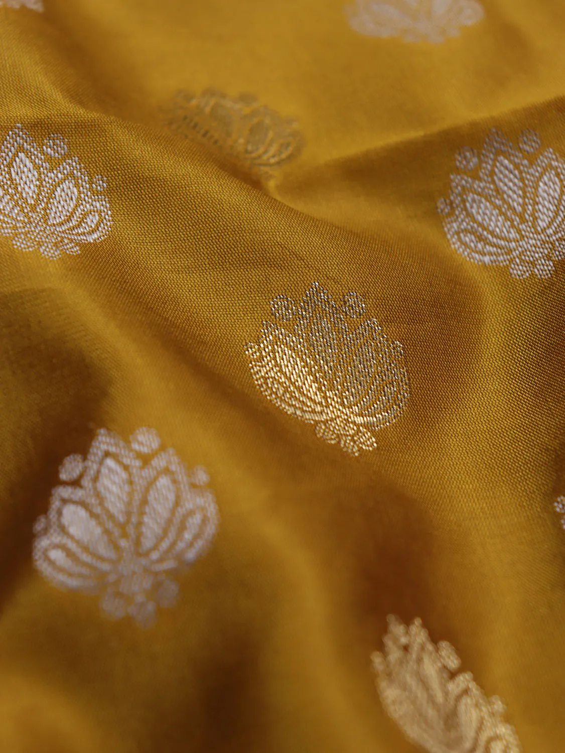 Stunning Mustard Banarasi Silk Fabric with Booti Design (2.5 Mtr)