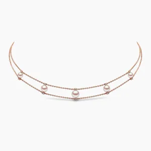 Trend 18K Gold Freshwater Pearl And Diamond Chain Choker Necklace