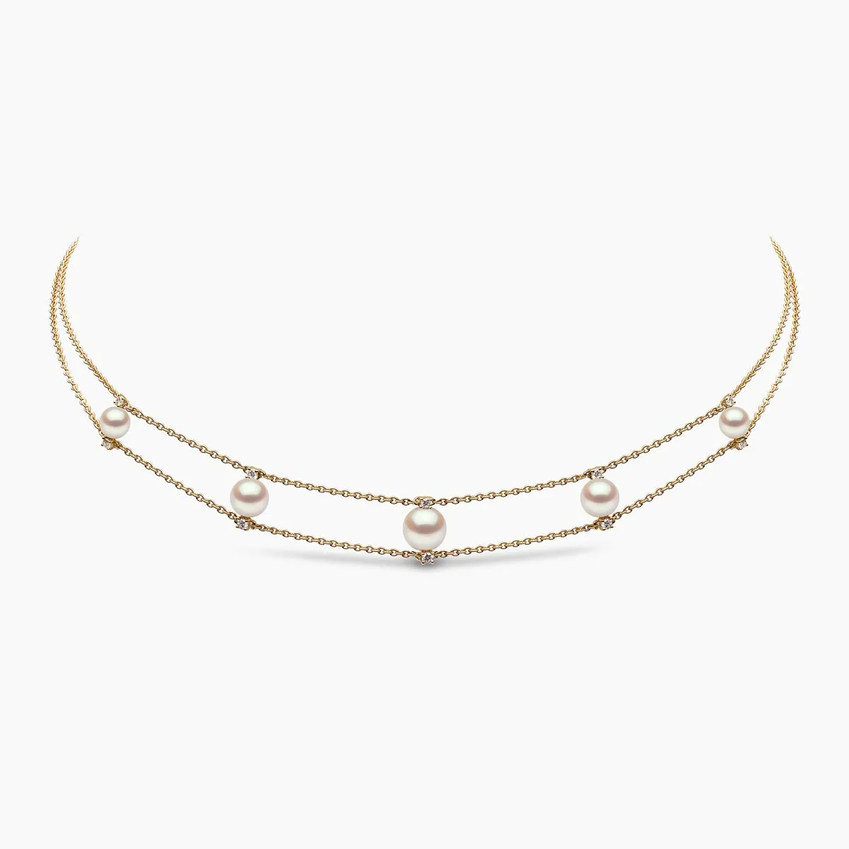 Trend 18K Gold Freshwater Pearl And Diamond Chain Choker Necklace