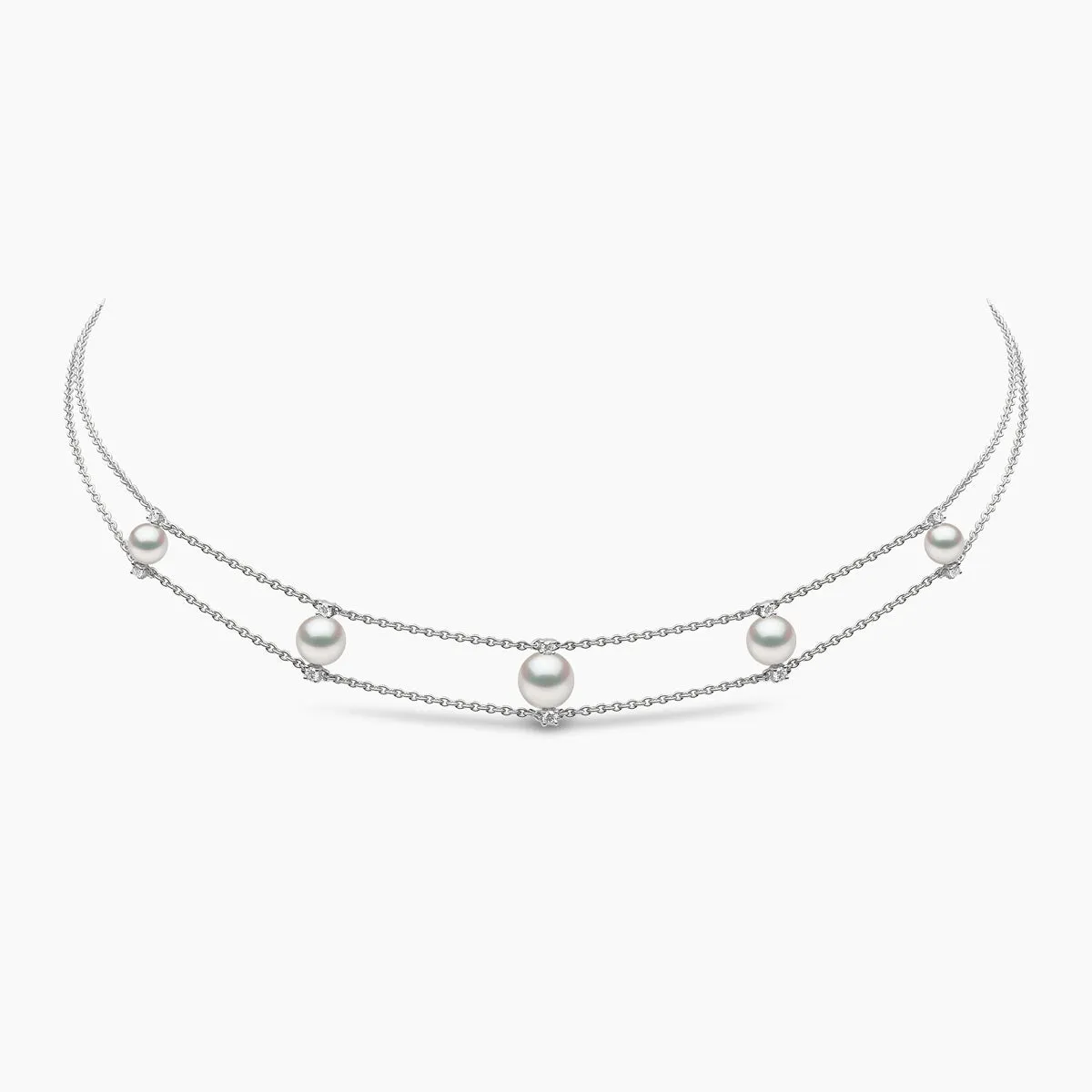 Trend 18K Gold Freshwater Pearl And Diamond Chain Choker Necklace
