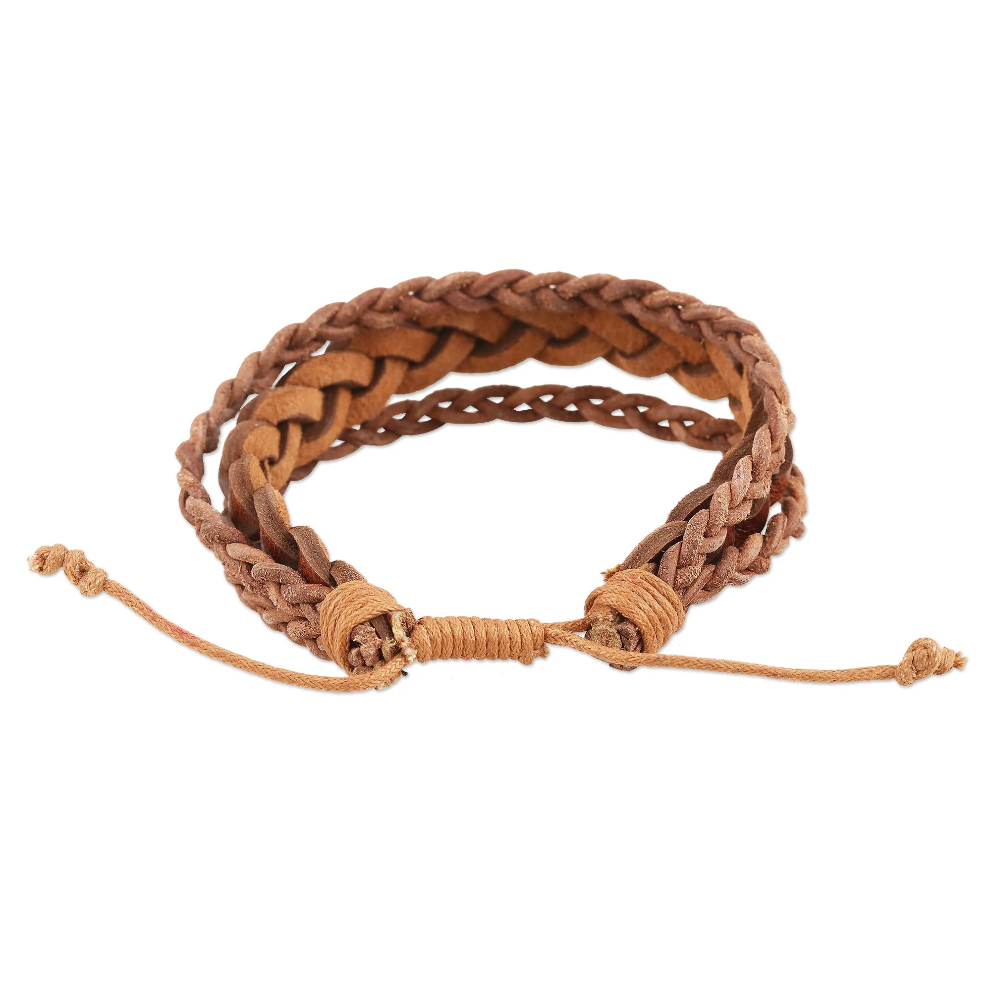 Unisex Braided Leather Wristband Bracelet - Braided Charm