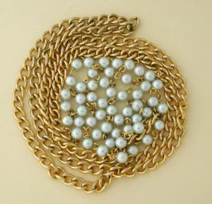 Unsigned Goldtone and Faux Pearl Chain