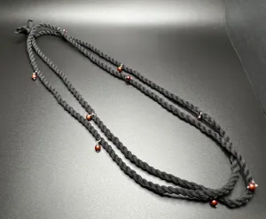 Wine Pearl, Sterling Silver, Black Cordage Necklace