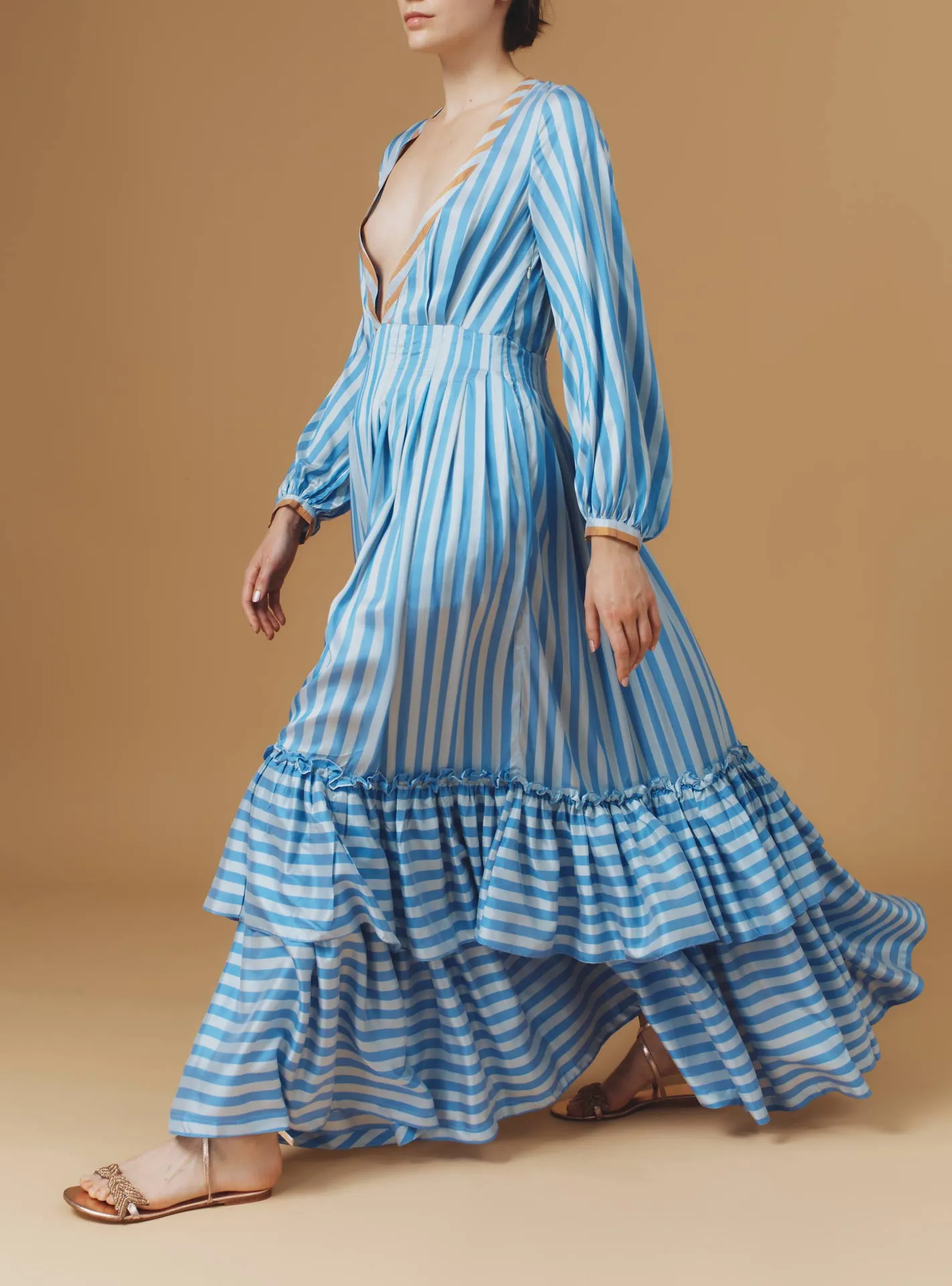 Zadig Long Dress - Bouboulina Stripes - Sapphire / Brandy