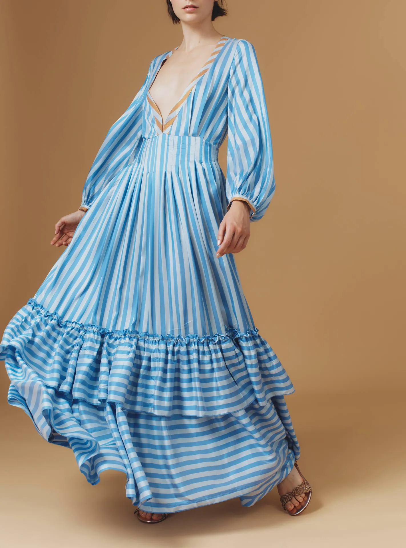Zadig Long Dress - Bouboulina Stripes - Sapphire / Brandy