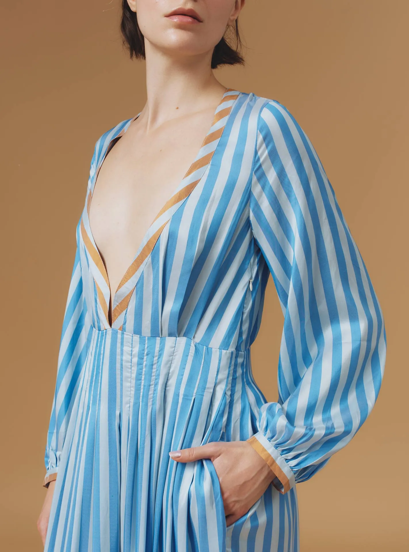 Zadig Long Dress - Bouboulina Stripes - Sapphire / Brandy