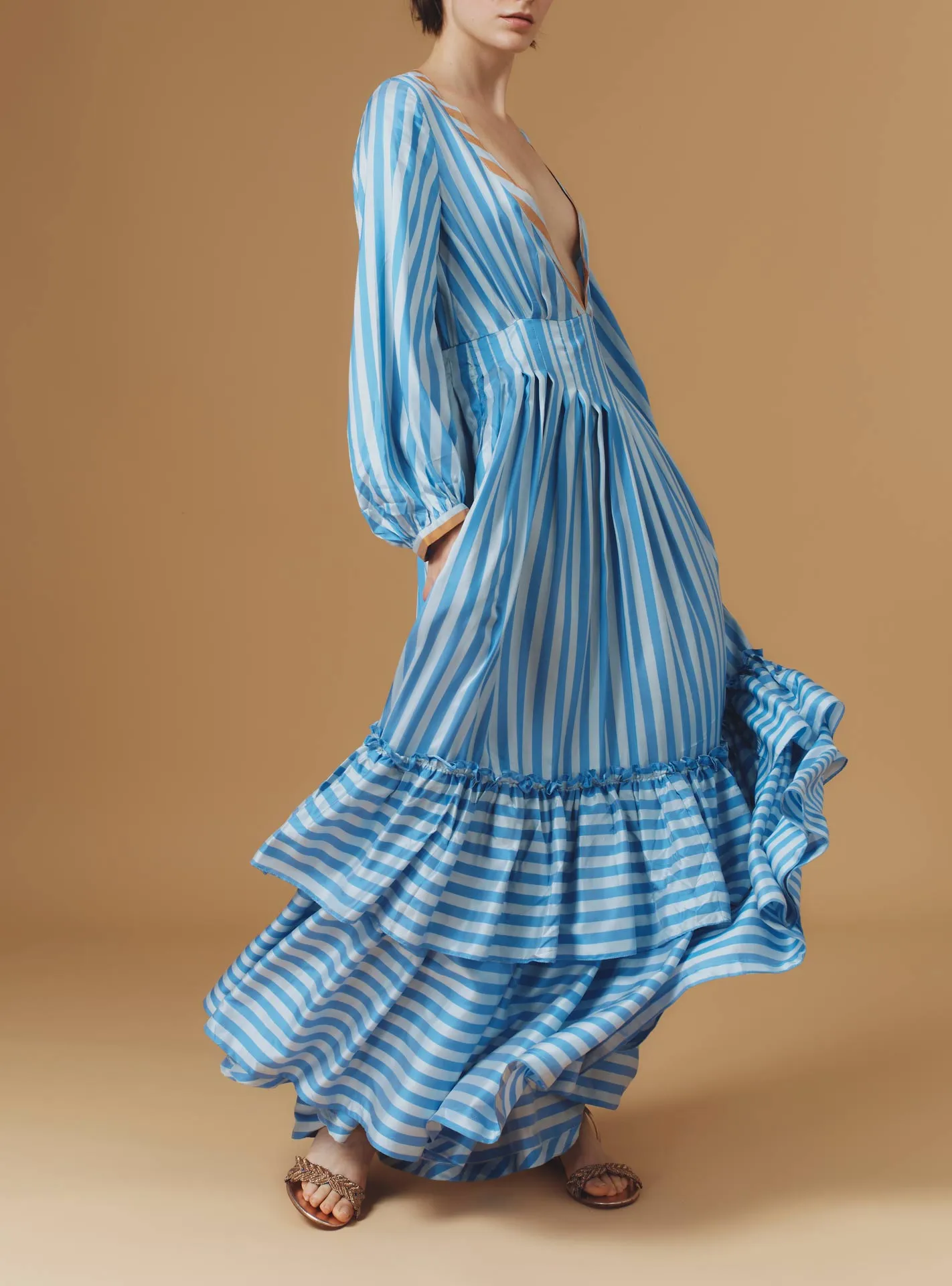 Zadig Long Dress - Bouboulina Stripes - Sapphire / Brandy
